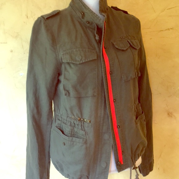 Free People Jackets & Blazers - Free People army green cotton jacket stud and zip